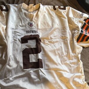 Reebok Cleveland Browns Tim Couch White and Brown Men's Jersey